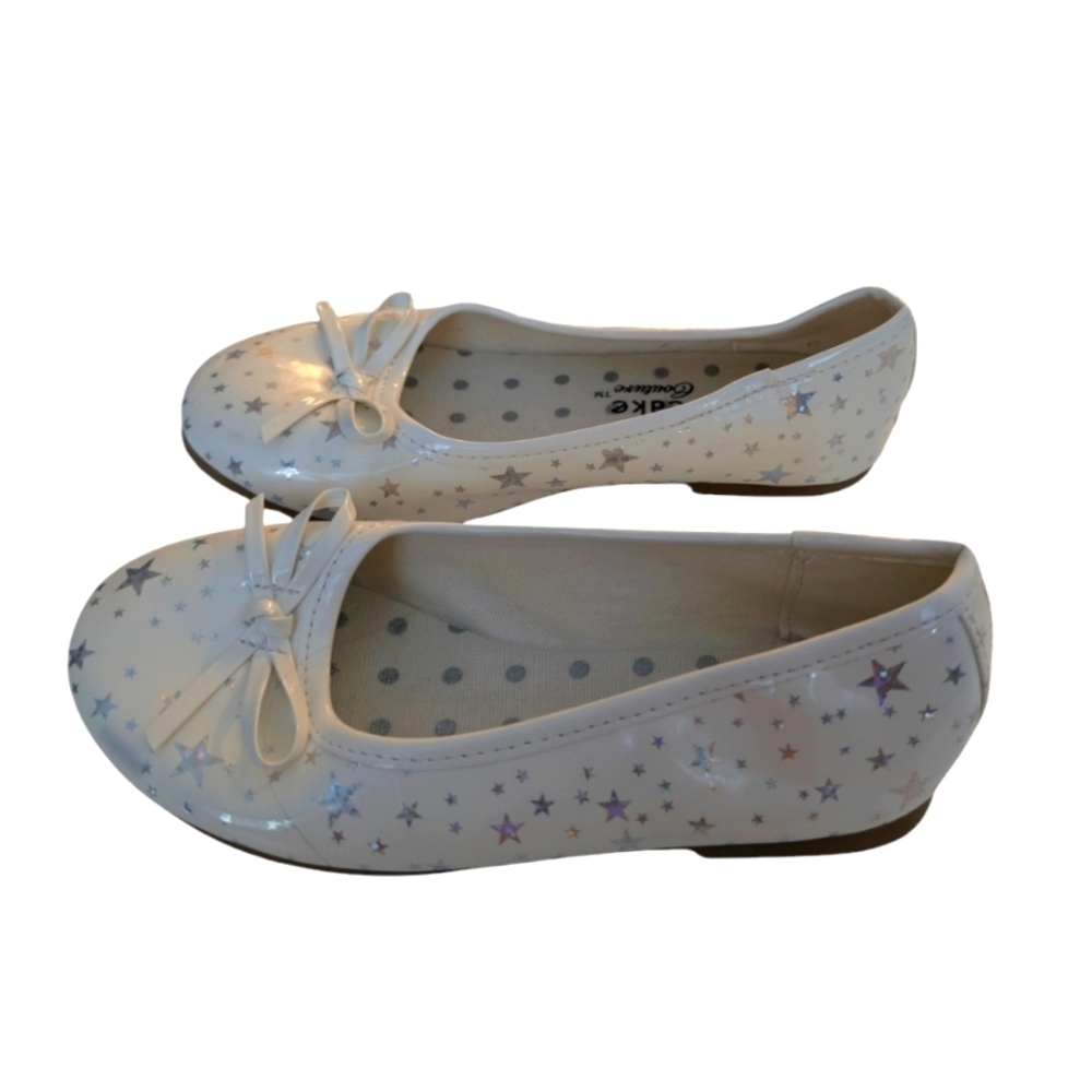 NWOT Cupcake Couture Girls White Starry Ballet Flats Shoes Size 26 9.5 Toddler